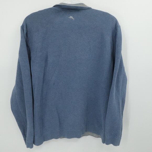 Tommy Bahama Sweater Mens XXL Blue Gray 1/4 Zip Reversable Casual Preppy GOlf - Picture 2 of 12